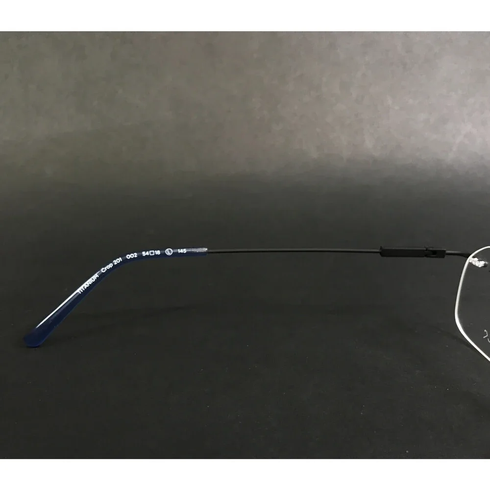 Airlock Eyeglasses Frames Crop 201 002 Black Blue Rimless Titanium 54-18-145